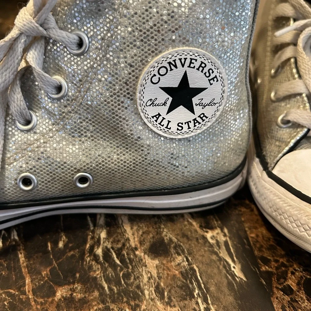 Converse Silver High-Top Sneakers - size 3